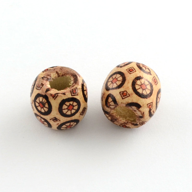 Pattern wood bead 5pieces