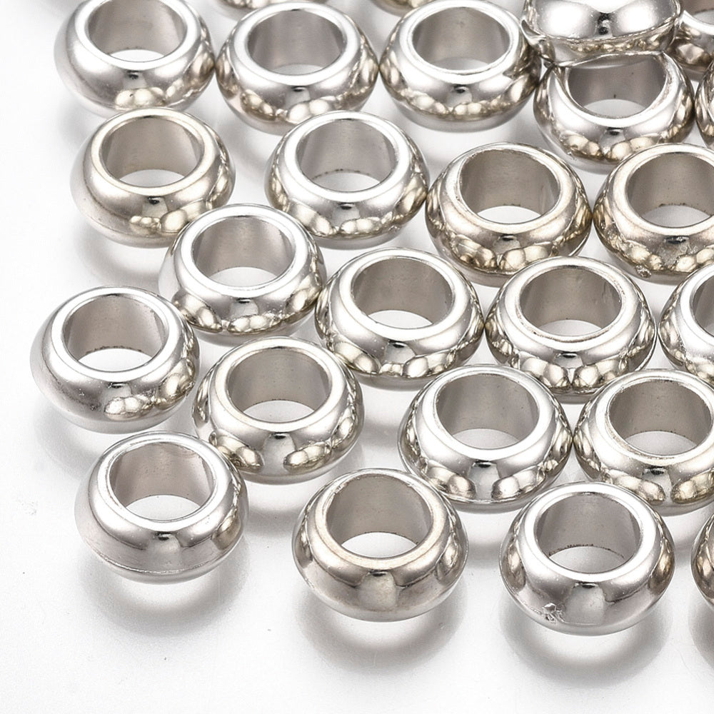 Plain Shiny silver Beads 15pieces