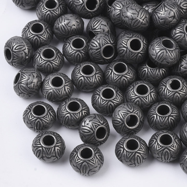 Dark grey tribe beads 10pieces