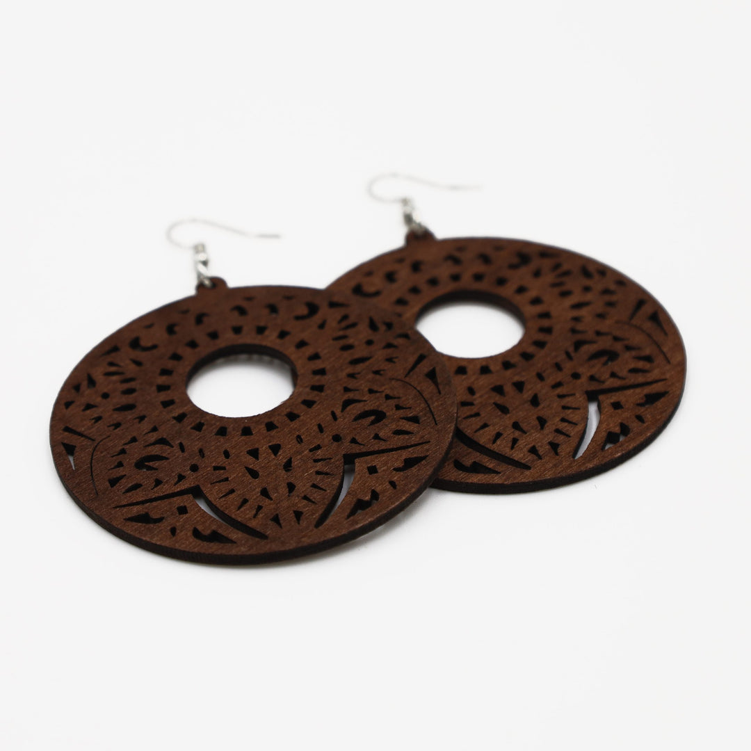 Wood earring round